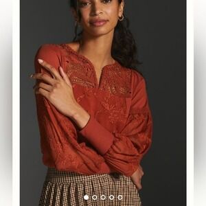 NWOT Anthropologie Tiny Embroidered Blouse XS